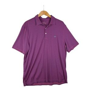 Vineyard Vines Polo Shirt Mens Red Blue Stripe Sankaty On The Go OTG Whale‎ XL